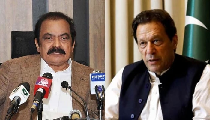 PML-N leader Rana Sanaullah (left) and PTI founder Imran Khan. — APP/Reuters/File