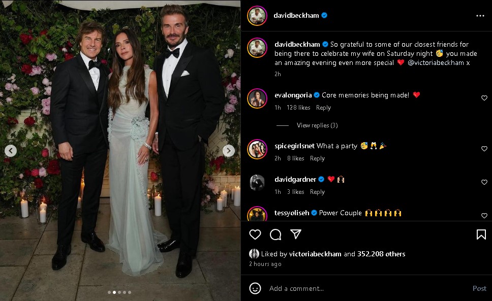 David Beckham extends thanks to closest friends at Victorias birthday bash
