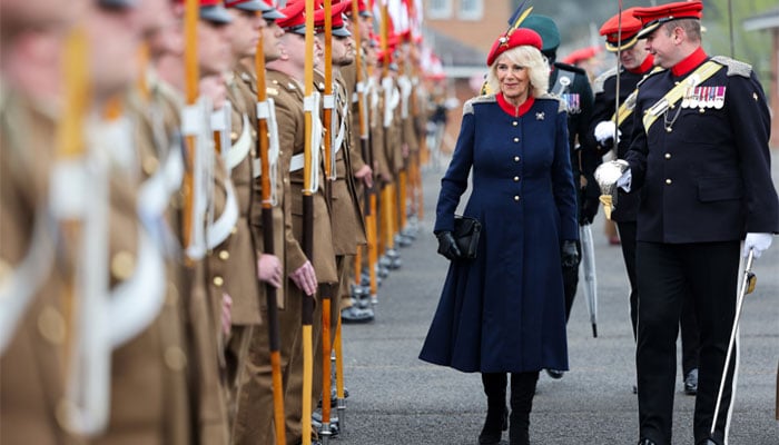 Queen Camilla honours her father with first visit to Royal Lancers as Colonel-in-Chief