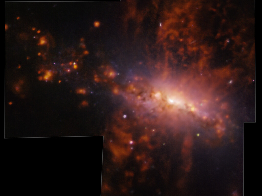 The gas outflow is measured at 447,000 miles per hour at NGC 4383 galaxy. — ESO/A. Watts et al.