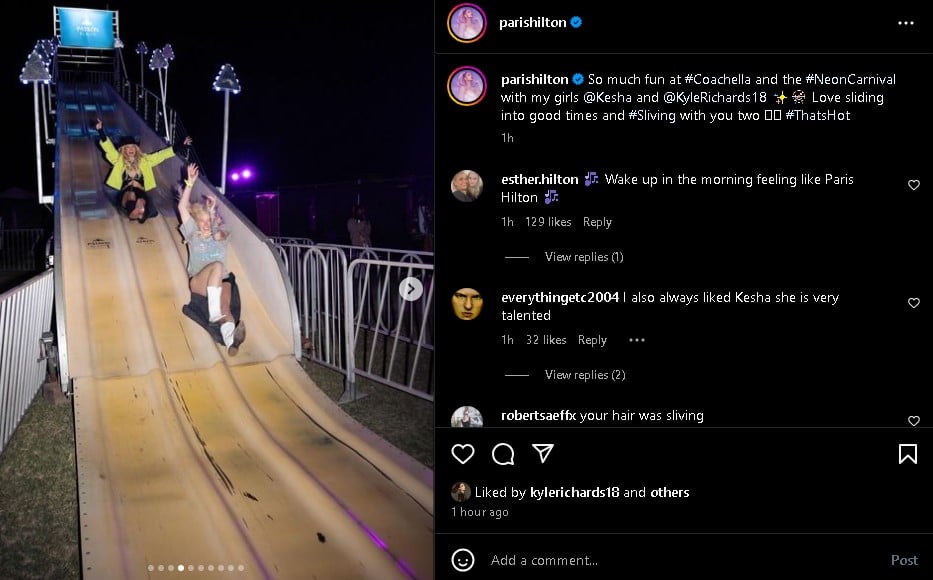 Paris Hilton enjoyed slides with Kyle Richards and Kesha