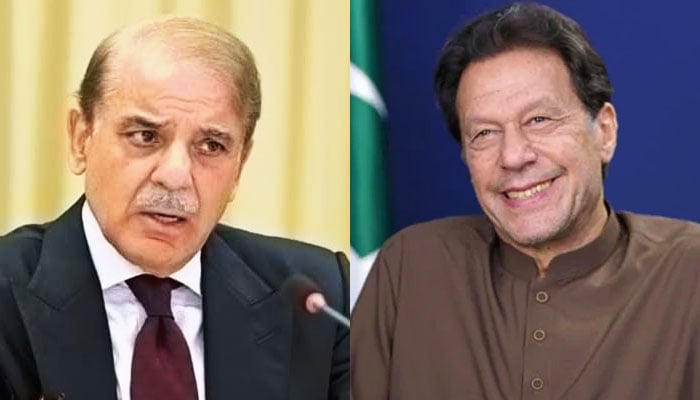 Prime Minister Shehbaz Sharif (left) and PTI founder Imran Khan. — APP/Instagram/imrankhan.pti