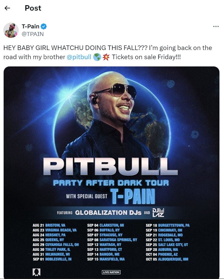 Pitbull unveils Party After Dark North American Tour plans