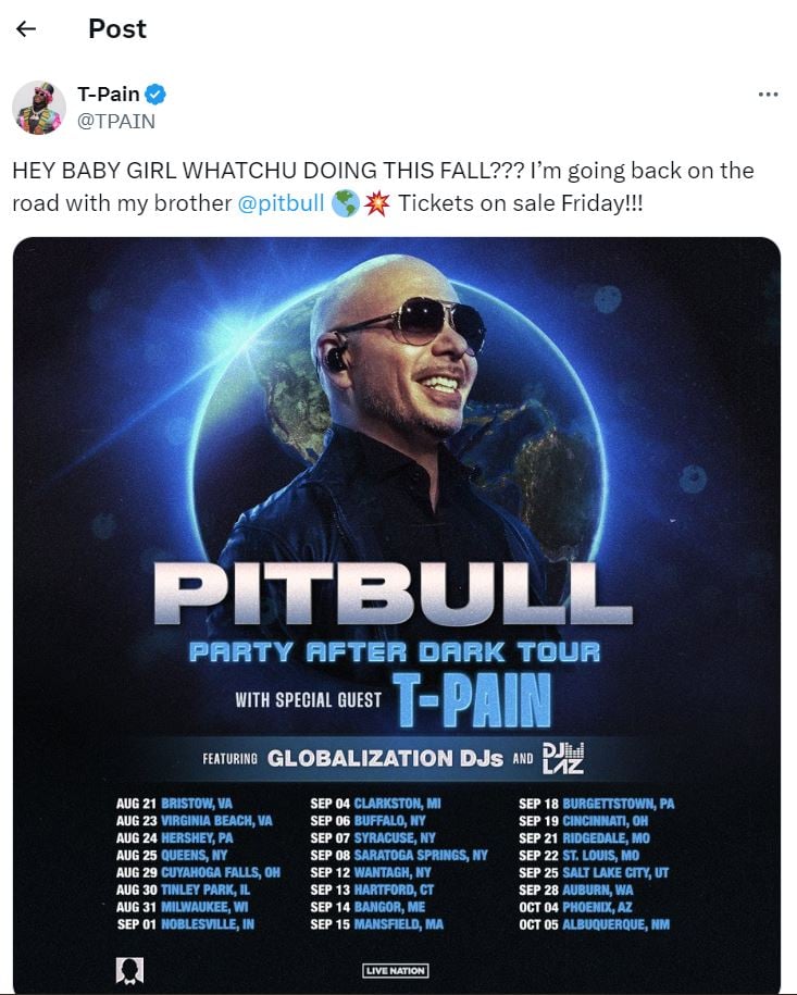 Pitbull unveils 'Party After Dark' North American Tour plans