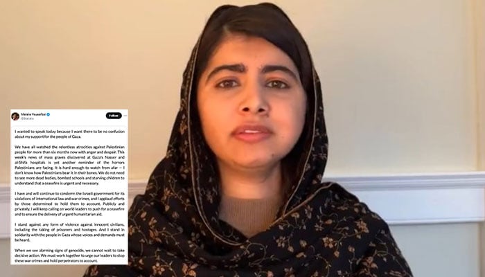 Nobel laureate Malala Yousafzai speaks in this still taken from a video. — X/@Malala/File