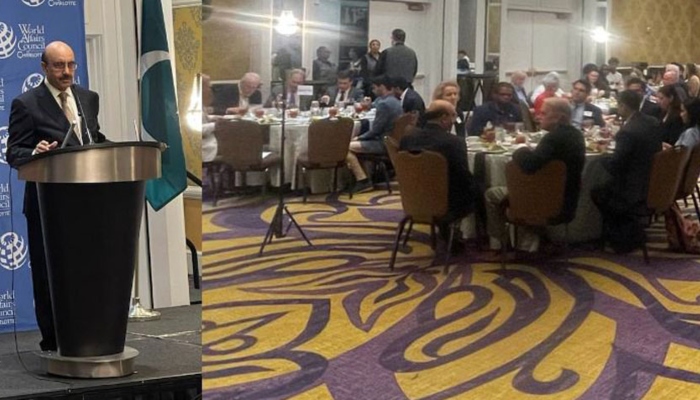 Pakistans Ambassador to the United States Masood Khan is addressing a gathering in North Carolina. —Radio Pakistan/File