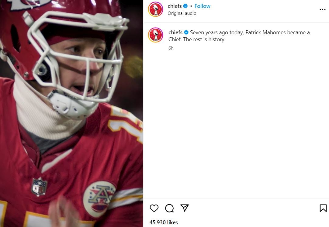 Patrick Mahomes receives nod from Chiefs team on 7th anniversary