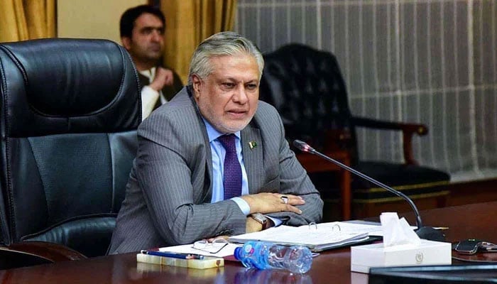 Finance Minister Ishaq Dar chairing a meeting in this undated picture. — APP/File