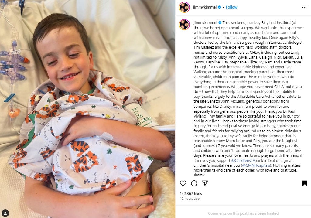 Jimmy Kimmel’s youngest son undergoes third open heart surgery