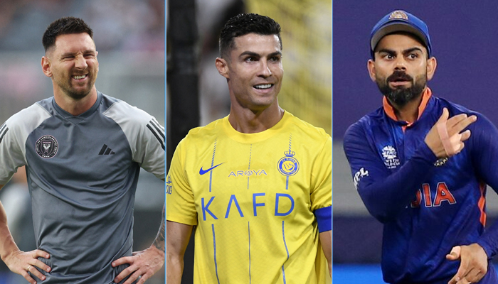 Virat Kohli rubs shoulders with Cristiano Ronaldo, Lionel Messi