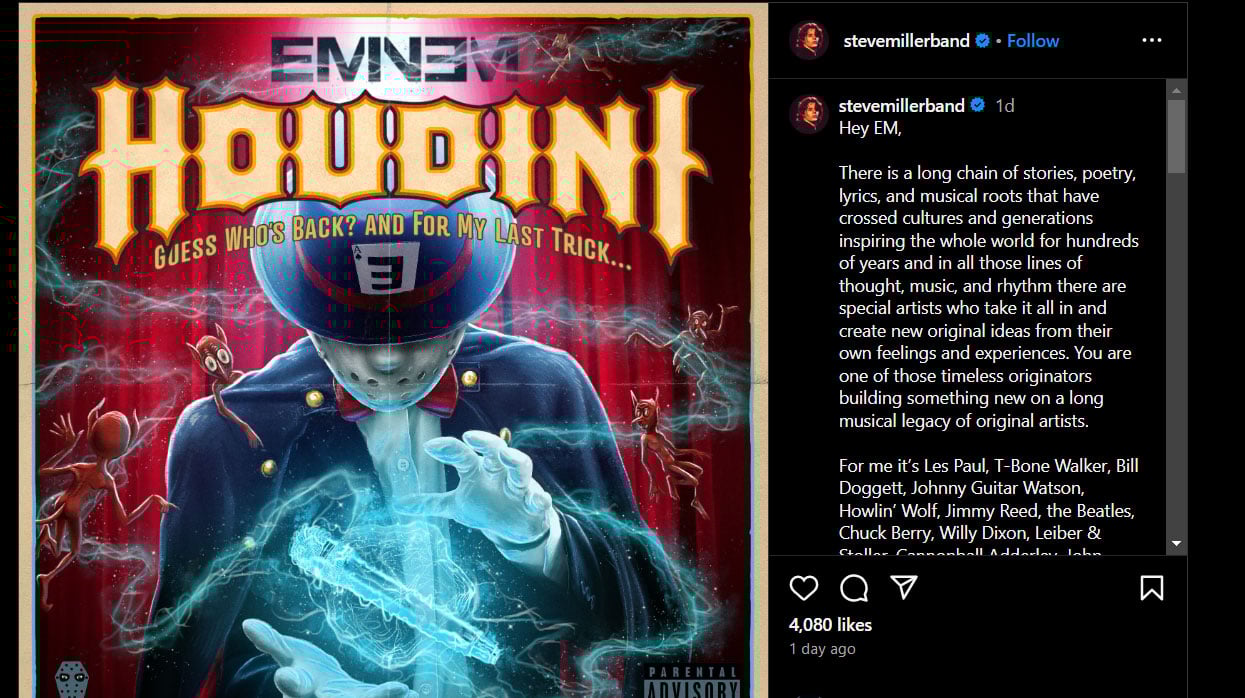 Steve Miller sweet message to Eminem after Houdini