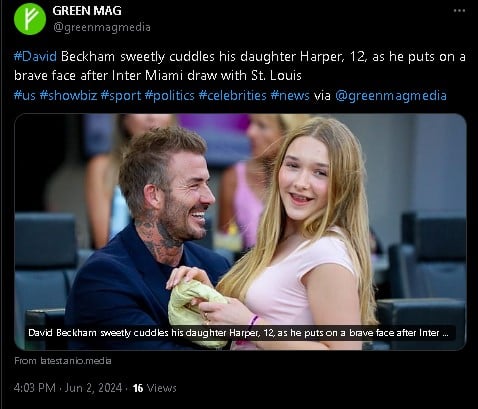 David Beckham cuddles daughter Harper at Inter Miami match