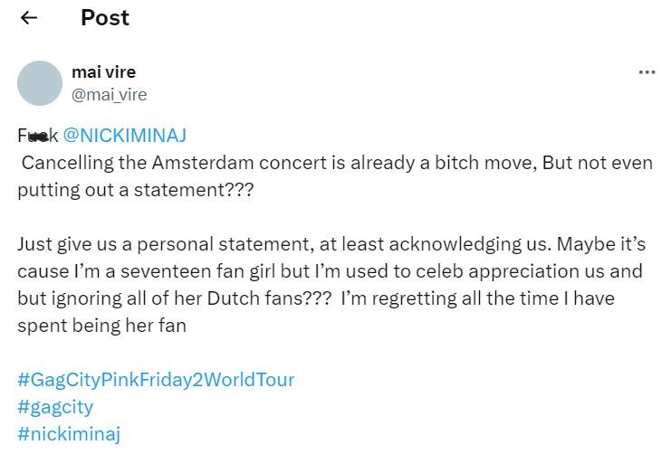 Nicki Minaj faces backlash after Amsterdam concert cancellation