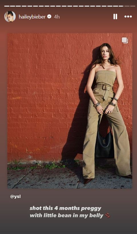 Hailey Bieber posts throwback to photoshoot with little bean in my belly