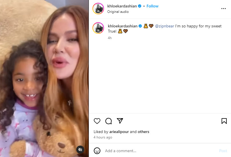 Khloe Kardashian shares daughter Trues big news: So Excited