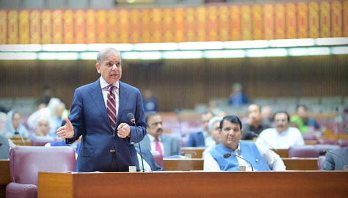 Prime Minister Muhammad Shehbaz Sharif addresses a session of the National Assembly on June 25, 2024. — PID