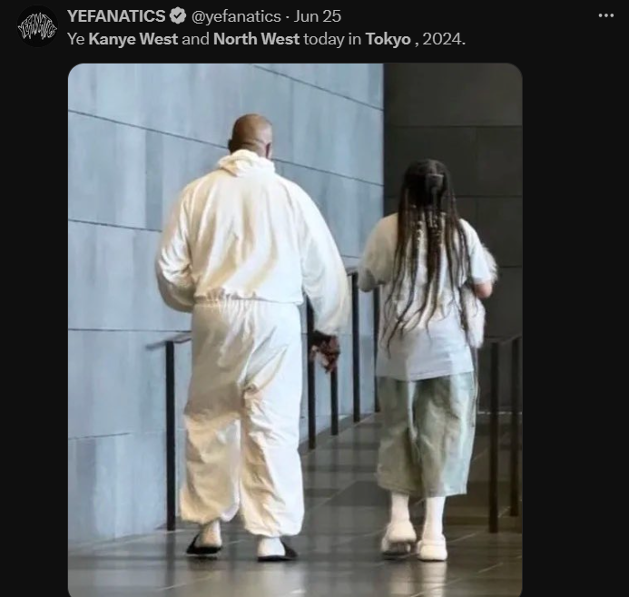 Kanye West steps out with North West during trip with Bianca Censori