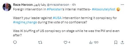 — Screengrab of Raza Haroons X post.