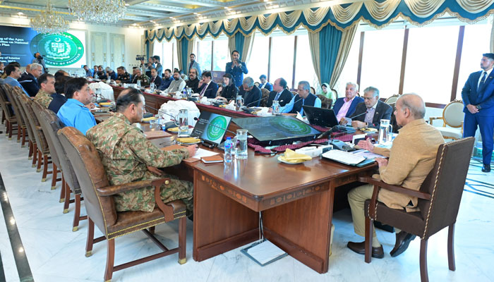 Islamabad : Prime Minister Muhammad Shehbaz Sharif chairs a meeting of Central Apex Committee of National Action Plan on 22 June 2024. — PMO