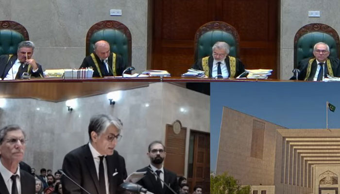 Chief Justice of Pakistan (CJP) Qazi Faez Isa presides over a hearing on June 27, 2024. — Screengrab via YouTube/Geo News