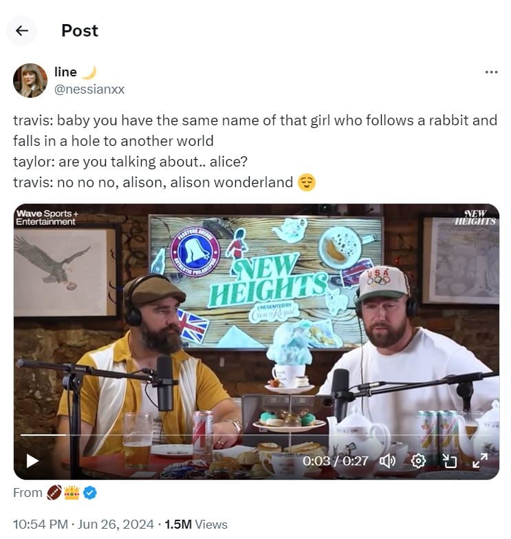 Travis Kelce Alice in Wonderland confession brings hilarious reactions