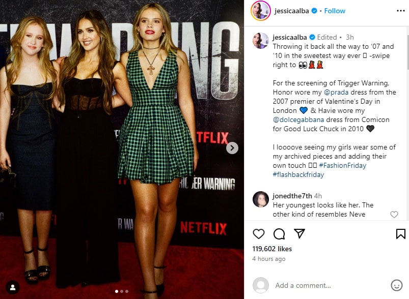 Jessica Albas daughters honor mom by rewearing her older clothes