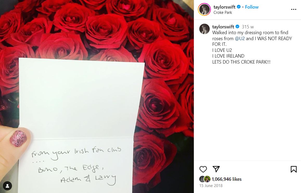 Taylor Swift receives a warm welcome from her Irish fan club