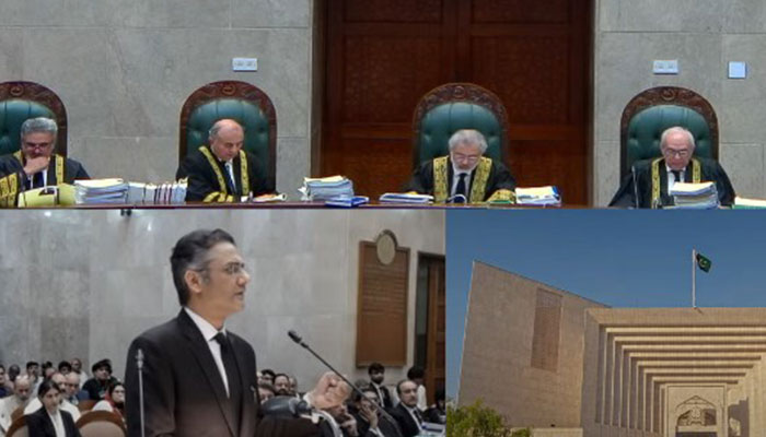 Chief Justice of Pakistan Qazi Faez Isa (second left) during the hearing, on July 2, 2024. — Screengrab/GeoNews