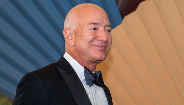 Amazon CEO Jeff Bezos arrives for an official State Dinner at the White House in Washington, US, April 10, 2024. — Reuters