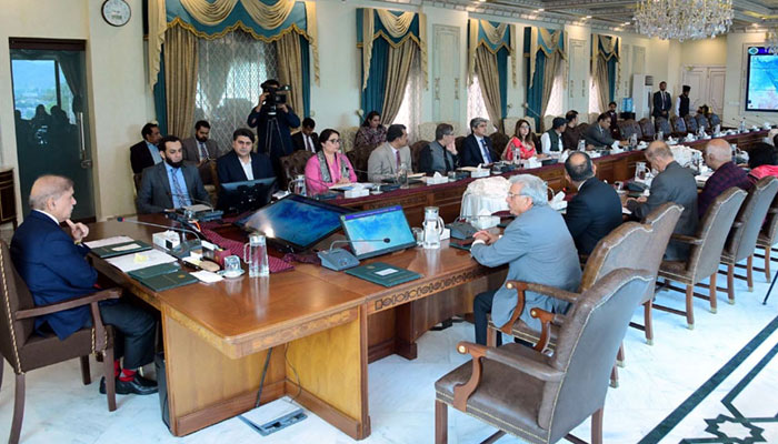 Prime Minister Shehbaz Sharif chairs a meeting regarding national preparedness for the monsoon season in Islamabad on July 2, 2024. — Radio Pakistan