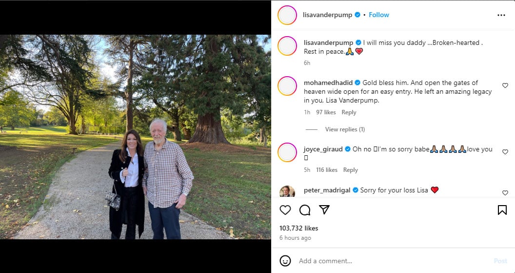 Lisa Vanderpumps father John breaths his last