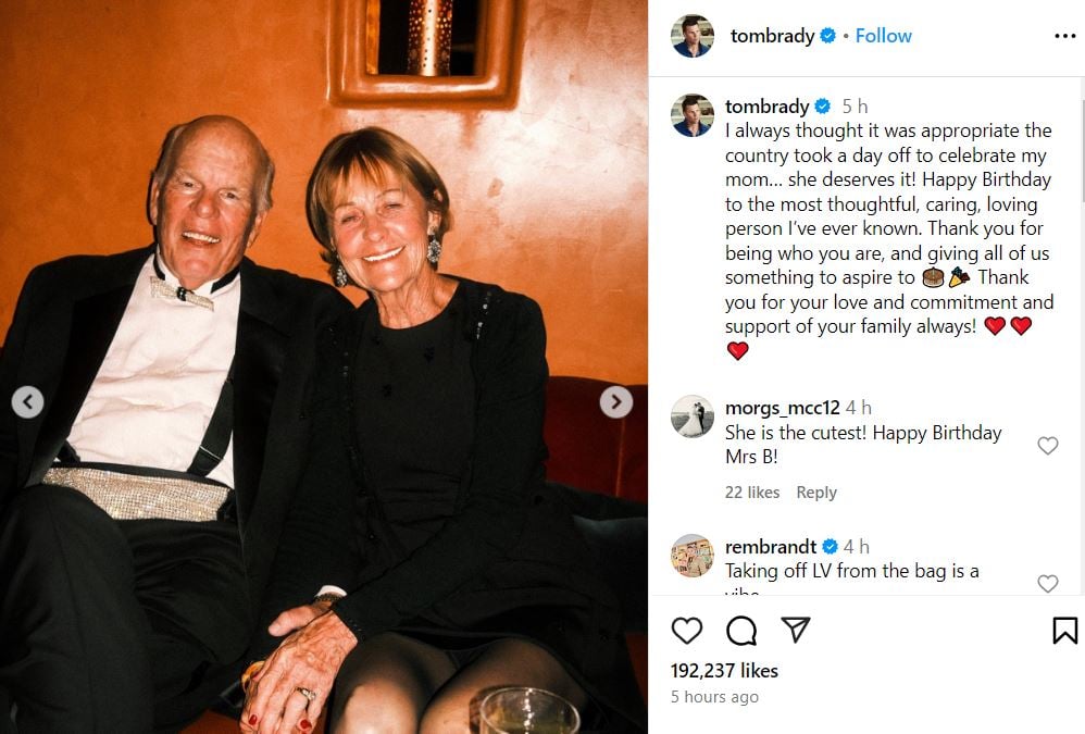 Tom Brady honours most thoughtful mom on 78th birthday