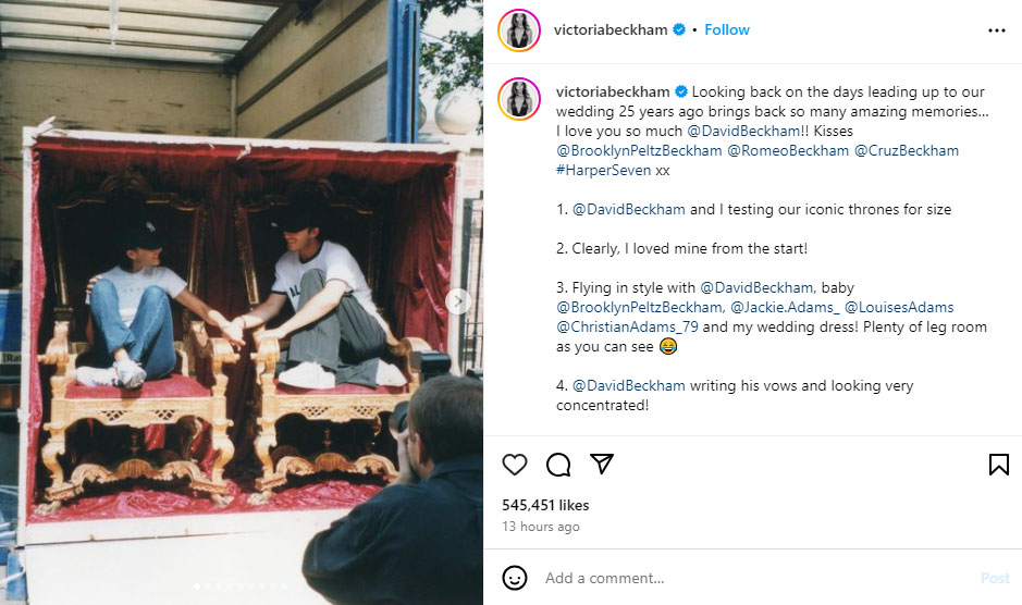Victoria, David Beckham mark their 25th wedding anniversary