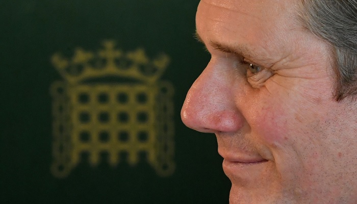 Britain’s opposition Labour Party Leader Keir Starmer is seen in his office as he launches ‘Call Keir’ online public meetings, at the Houses of Parliament, following the outbreak of the coronavirus disease (COVID-19), in London, Britain, April 30, 2020.