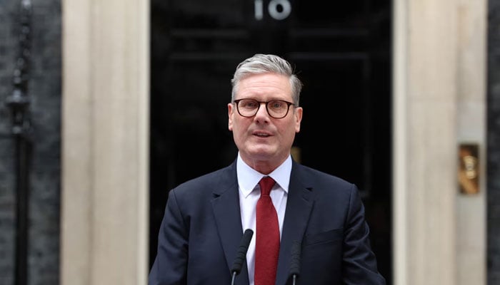 Labour Partys Keir Starmer delivers his first national speech as new prime minister of the UK outside No 10. — Reuters