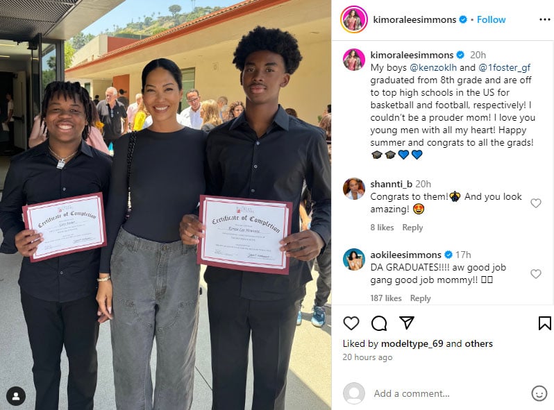 Kimora Lee Simmons lauds sons Kenzo, Gary on middle school graduation