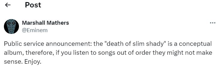 Eminem reveals conceptual way to hear new album The Death of Slim Shady