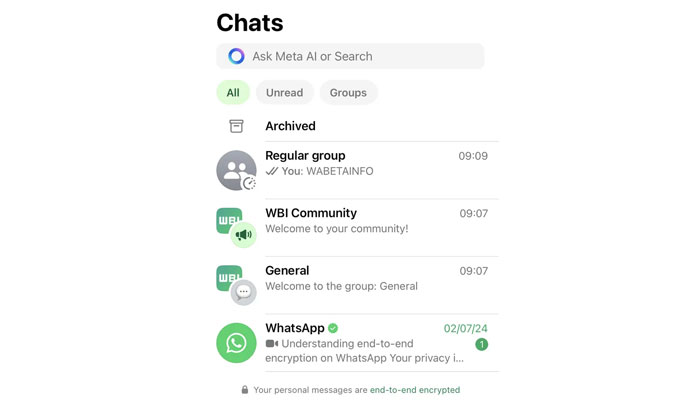 A screengrab showing the display of WhatsApps community group chat icons feature on an iOS device. — WABetaInfo/File