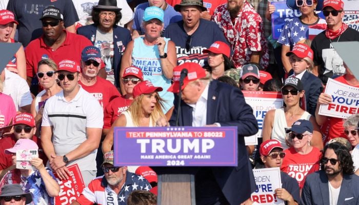 Republican presidential candidate and former U.S. President Donald Trump reacts after gunfire rang out during a campaign rally at the Butler Farm Show in Butler, Pennsylvania, U.S., July 13, 2024. — Reuters