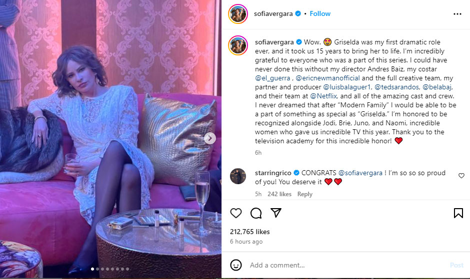 Sofia Vergara pens gratitude note for 2024 Emmy Awards nomination
