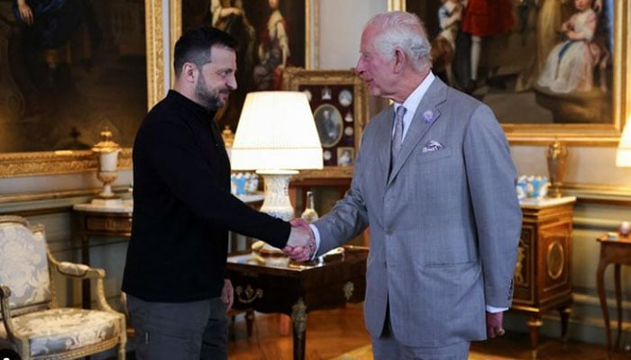 King Charles receives Volodymyr Zelenskyy at Blenheim Palace