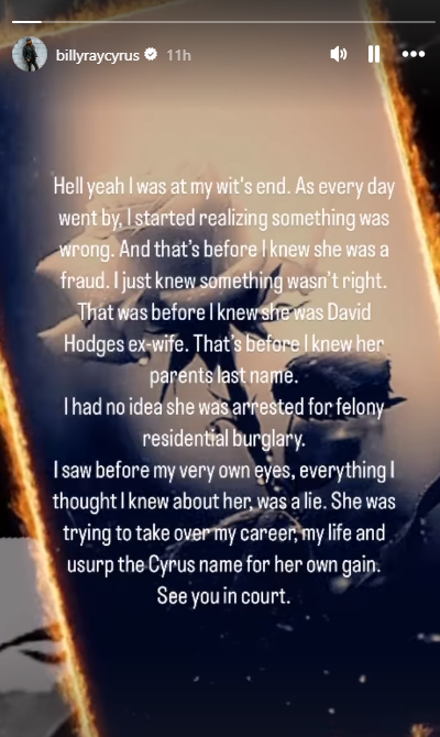 Billy Ray Cyrus breaks silence over his leaked audio amid divorce