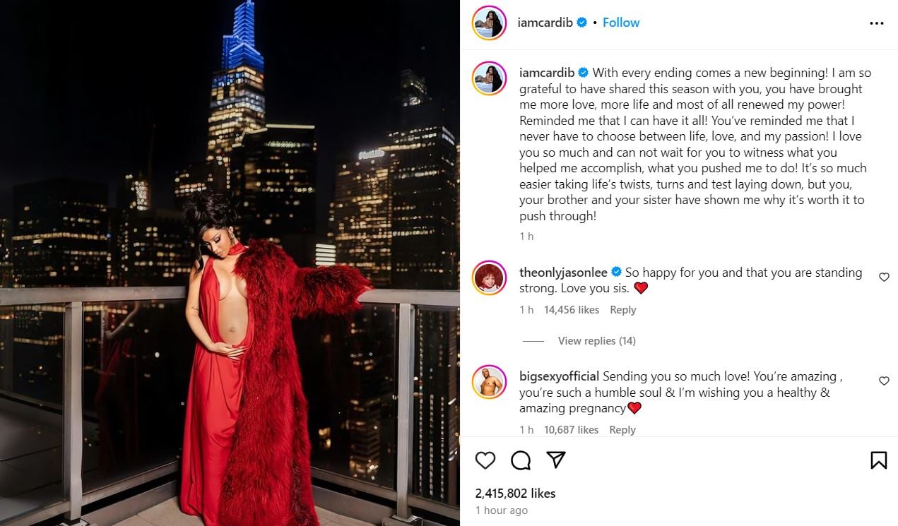 Grateful Cardi B unveils third pregnancy news that renewed my power
