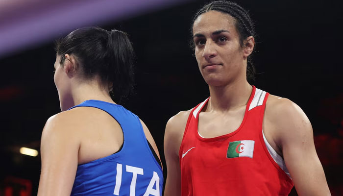 Imane Khelif of Algeria and Angela Carini of Italy react after their fight on August 01, 2024. . — Reuters