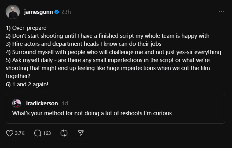 James Gunn hates yes-men staff amid Superman shooting