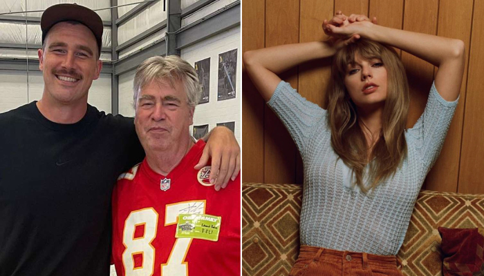 Travis Kelces father Ed is showing support for his sons girlfriend Taylor Swift