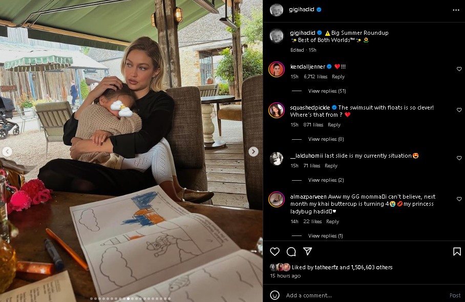 Gigi Hadid shares daughter Khai with her ex-partner Zayn Malik