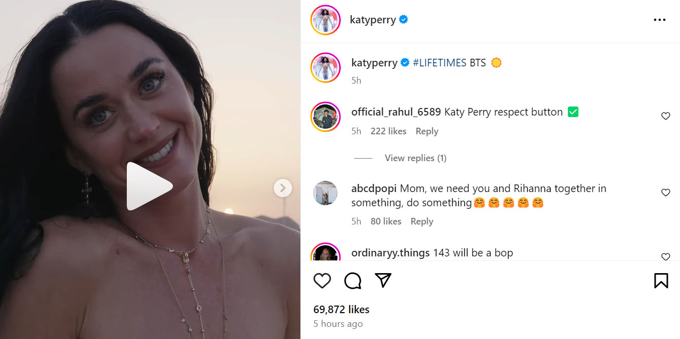 Katy Perry shares BTS of ‘Lifetimes music video
