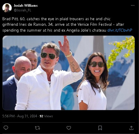 Brad Pitt, Ines de Ramon turn heads at Venice Film Festival