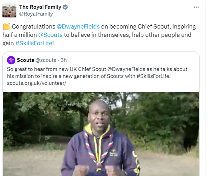 Royal family congratulates Dwayne Fields on major achievement